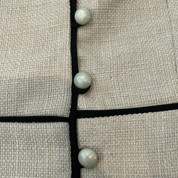 Coramdeo Cream Tailored Pantsuit Jacket with Black Trim - Picture 6 of 11